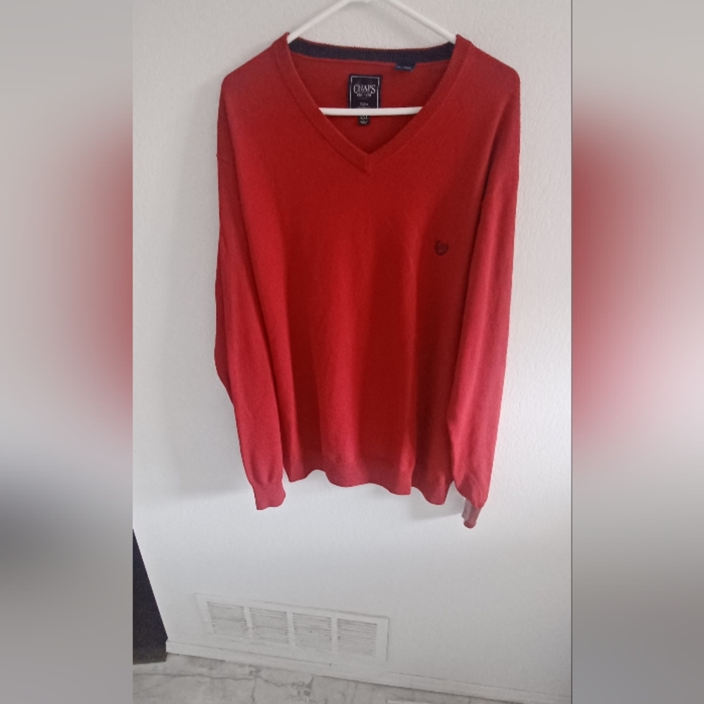 Chaps Men's Pullover COTTON/CASHMERE V Neck Sweater XXL